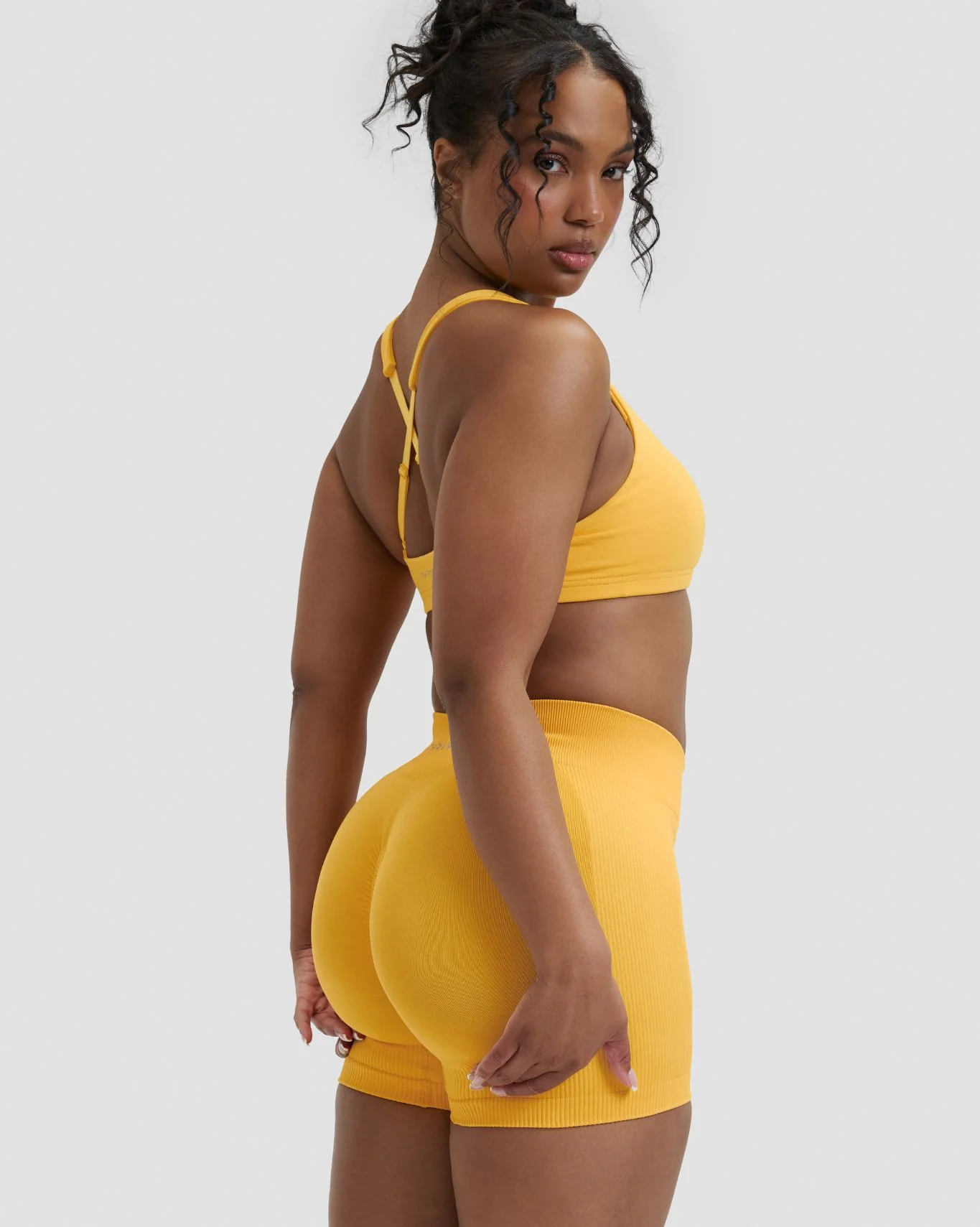 Elevate™ Sculpting Mid Waist Scrunch Shorter Shorts | Banana - Image 8