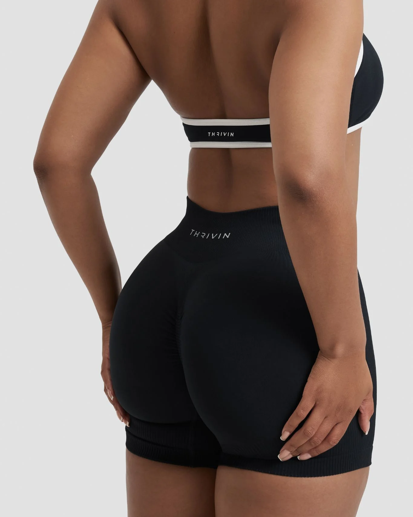 Elevate™ Sculpting Mid Waist Scrunch Shorter Shorts | Night Black - Image 2