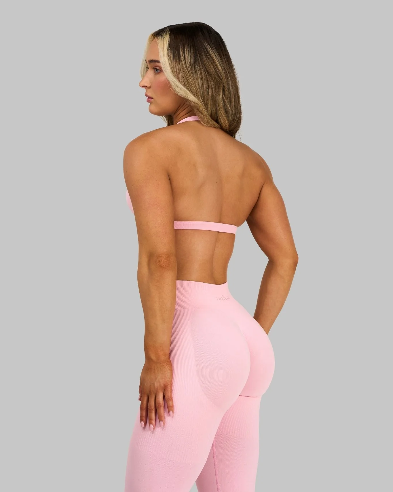 Elevate™ Sculpting Seamless V-Neck Halter Bra | Cotton Pink - Image 2
