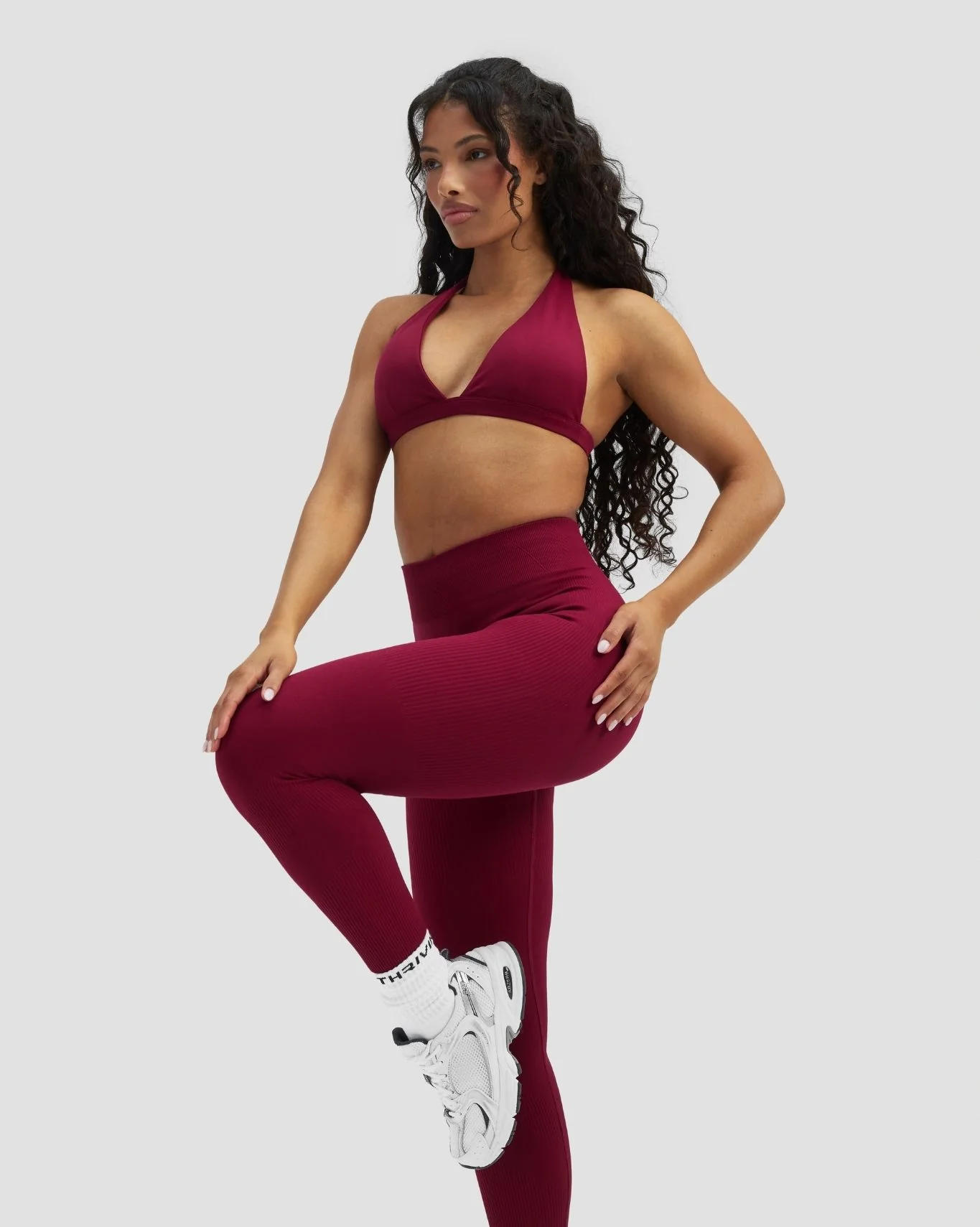 Elevate™ Sculpting Seamless V-Neck Halter Bra | Raspberry - Image 4