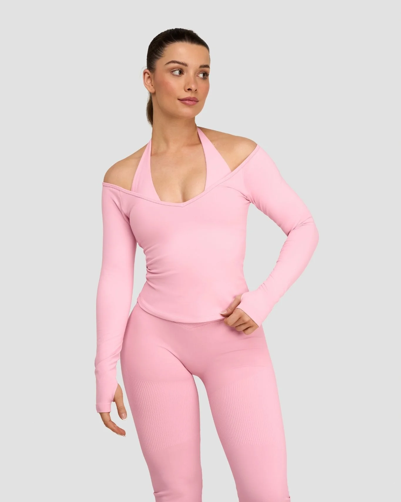 Elevate™ Sculpting Seamless V-Neck Top | Cotton Pink - Image 2